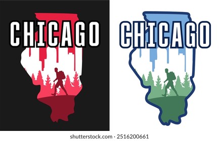 chicago illinois united states of america with chicago city silhouette