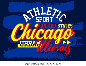 Chicago Illinois urban athletic sports typeface vintage college, 
 typography, for t-shirt, posters, labels, etc.