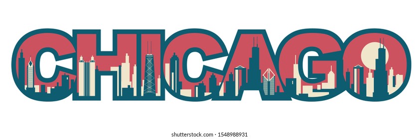 Chicago Illinois urban skyline vector illustration