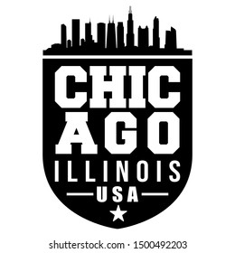 Chicago Illinois USA Badge. Vector Stamps City Skyline. Seal Cut File 