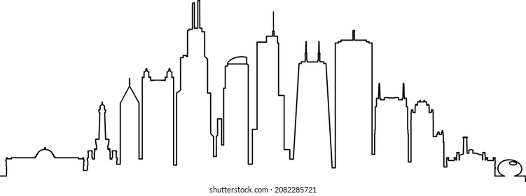 Chicago Illinois Usa City Skyline Vector Stock Vector (Royalty Free ...