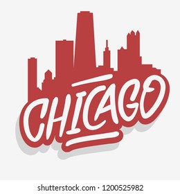 Chicago Illinois Usa Cityscape City Skyline Urban Label Sign  Logo  for t shirt or sticker Vector Image