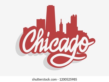 Chicago Illinois Usa City Skyline Urban Label Logo für T-Shirt oder Aufkleber Vektorillustration Bild