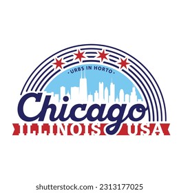 Chicago, Illinois, USA. Logo-Design-Vorlage. Vektorgrafik und Illustration.