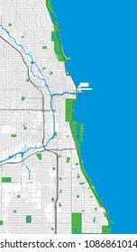 Chicago, Illinois (USA) Roads And Streets Vector Map