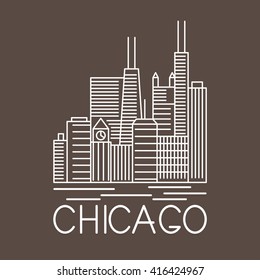 Chicago Illinois USA skyline line art vector illustration