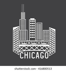 Chicago Illinois USA skyline vector design template