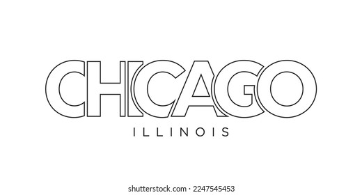 Chicago, Illinois, USA Typografie-Slogan Design. America Logo mit grafischer Stadtschrift für Print- und Webprodukte.