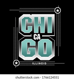 Chicago Illinois,vintage and typography design in vector abstract illustration