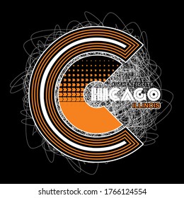 Chicago Illinois,vintage and typography design in vector abstract illustration