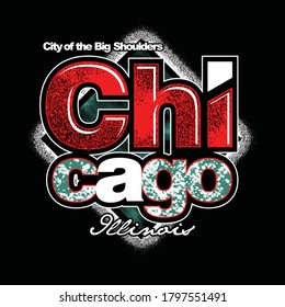 Chicago Illinois.Vintage and typography design in vector illustration.clothing,apparel and other uses.Abstract design with the grunge and denim style. Vector print, typography, poster.