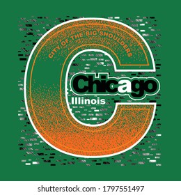 Chicago Illinois.Vintage and typography design in vector illustration.clothing,apparel and other uses.Abstract design with the grunge and denim style. Vector print, typography, poster.