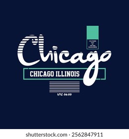 Chicago Illinois,Vintage typography design in vector illustration.Clothing,t shirt,apparel and other uses.Abstract design with the grunge and denim style. Vector print, typography, poster.