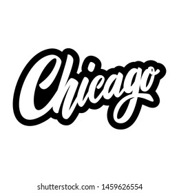 Chicago. Lettering phrase isolated on white background. Design element for poster, card, banner, t shirt. Vector illustration