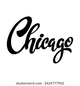 Chicago. Lettering phrase isolated on white background.