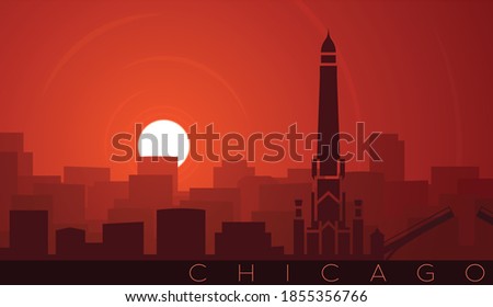 Chicago Low Sun Skyline Scene
