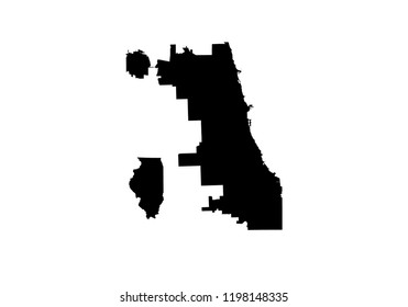 Chicago  map city shape Illinois