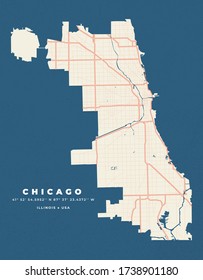 Chicago Map Road Poster Flyer Vector - Illinois USA 