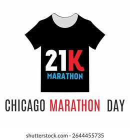Chicago Marathon Background. with black t-shirt with chicago marathon written on it. Suitable for use at the Chicago Marathon event.