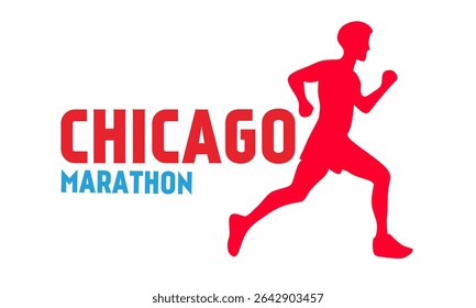 Chicago Marathon Background. Silhouette of a running man. Suitable for use at the Chicago Marathon or similar events.