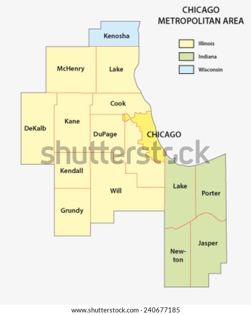 Chicago Metro Area Map Chicago Metropolitan Area Map Stock Vector (Royalty Free) 240677185