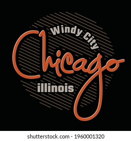 Chicago Modern and Hand draw typography design in vector illustration.Clothing,t-shirt,apparel and other uses.