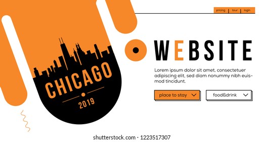 Chicago Modern Web Banner Design with Vector Skyline