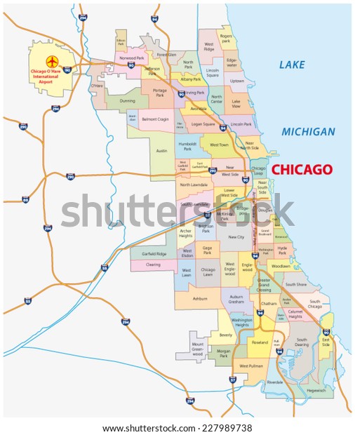 Chicago Neighborhood Map Stock Vector Royalty Free 227989738