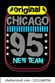 chicago new team,t-shirt design vector illustration