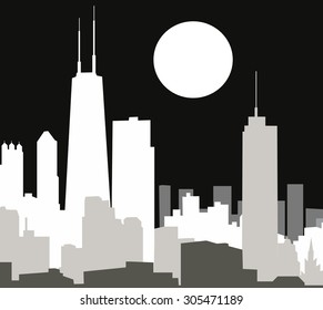 Chicago Night Skyline