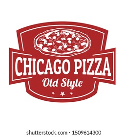 Chicago pizza sign or stamp on white background, vector illustration