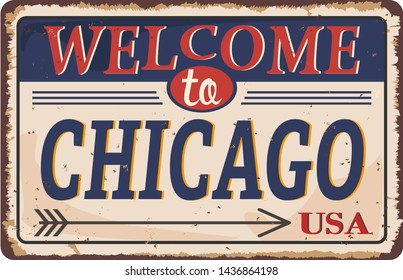 Chicago Preston vintage rusty metal sign on a white background, vector illustration