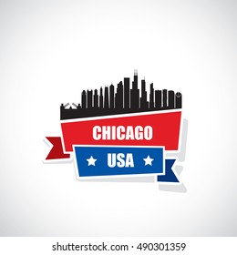 Chicago ribbon banner - vector illustration