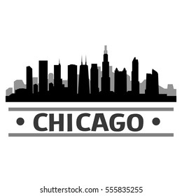 Chicago silhouette Skyline. Cityscape Vector Famous Buildings Clip Art Design.
