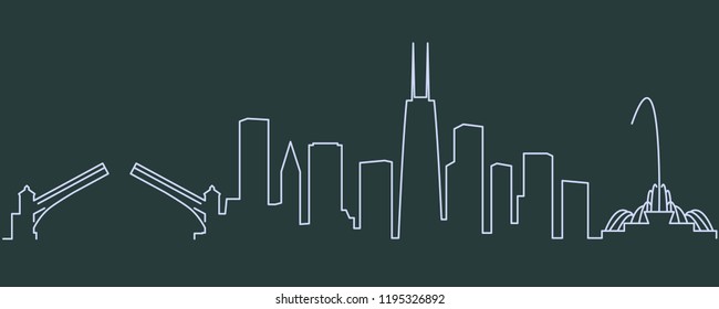 Chicago Single Line Skyline