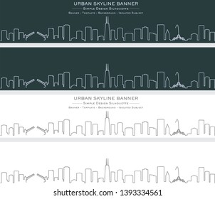 Chicago Single Line Skyline Banner