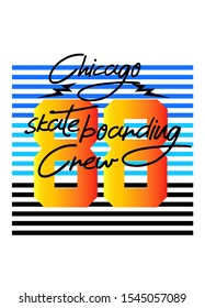 chicago skateboarding crew,t-shirt design fashion vector