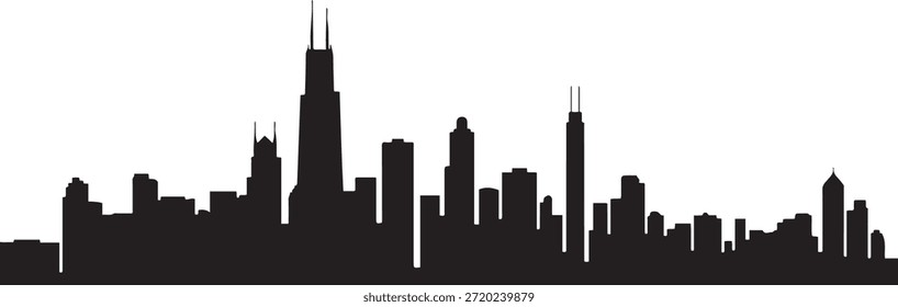 El horizonte de Chicago es hermoso. silueta de Vector de diseño negro
