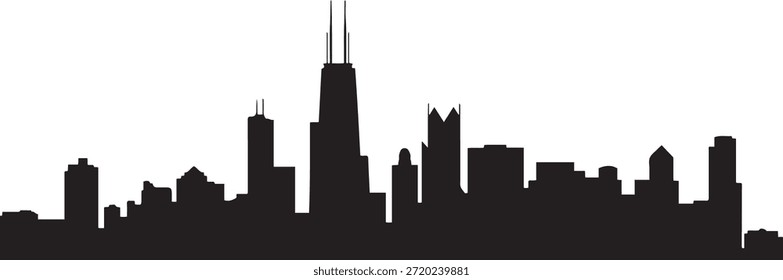 El horizonte de Chicago es hermoso. silueta de Vector de diseño negro
