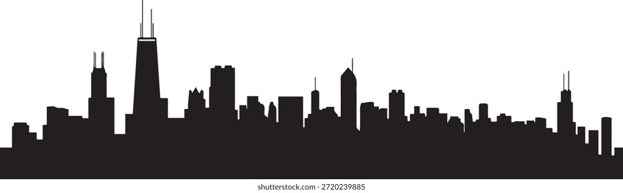 El horizonte de Chicago es hermoso. silueta de Vector de diseño negro
