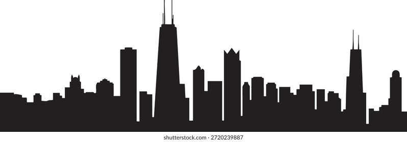 El horizonte de Chicago es hermoso. silueta de Vector de diseño negro
