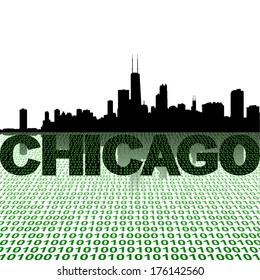 Chicago skyline with binary foreground vector illustration