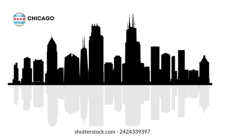 Chicago skyline, Chicago 
cityscape, Chicago skyscraper buildings vector silhouette. vector illustrator