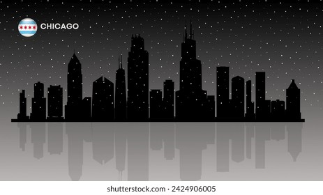 Chicago skyline, Chicago 
cityscape, Chicago skyscraper buildings vector silhouette. vector illustrator