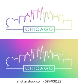 Chicago skyline. Colorful linear style. Editable vector file. 