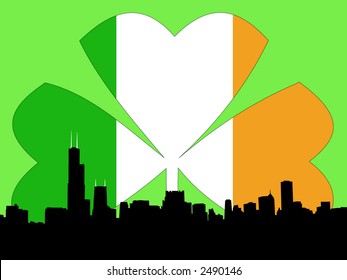 Ilustración del día de Chicago Skyline Happy St Patricks