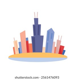 Chicago skyline icon clipart avatar logotype concepte isolated illustration