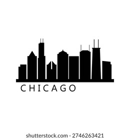 Chicago skyline illustrated in vector on a white background