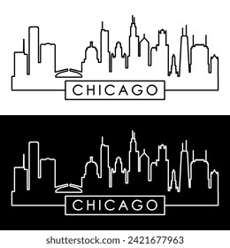 Chicago skyline. Linear style.
Chicago city single line. Editable vector file.