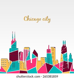 Chicago skyline. Modern design of city skyline. Colorful skyline sihouette. Vector illustrations